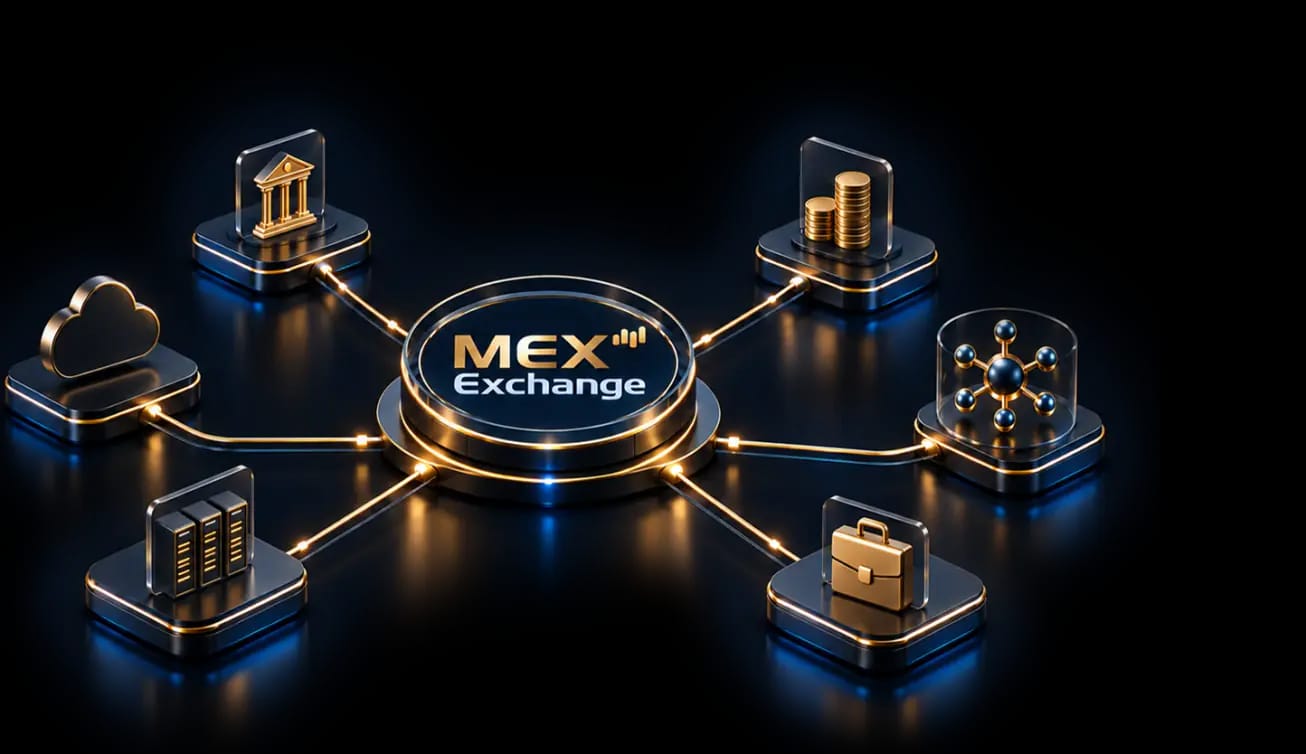 MEX Exchange connectivity hub linking banks, liquidity, custody, distribution and brokerage